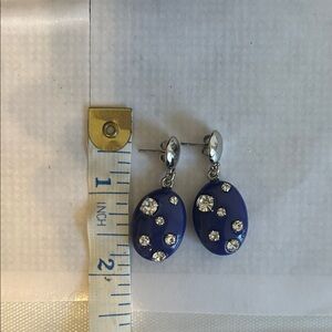 Blue and Silver Oval Earrings